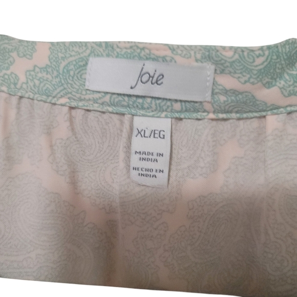 Joie Short Sleeve Scallped Edge Top w/ Paisley Stamp Print - XL - NWT - Picture 7 of 11